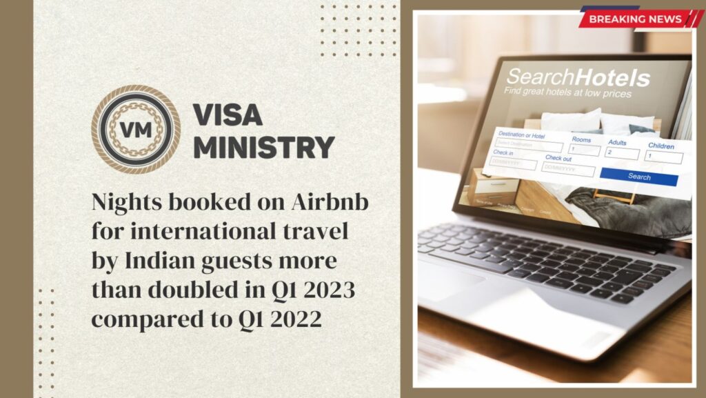 Nights booked on Airbnb for international travel by Indian guests more than doubled in Q1 2023 compared to Q1 2022