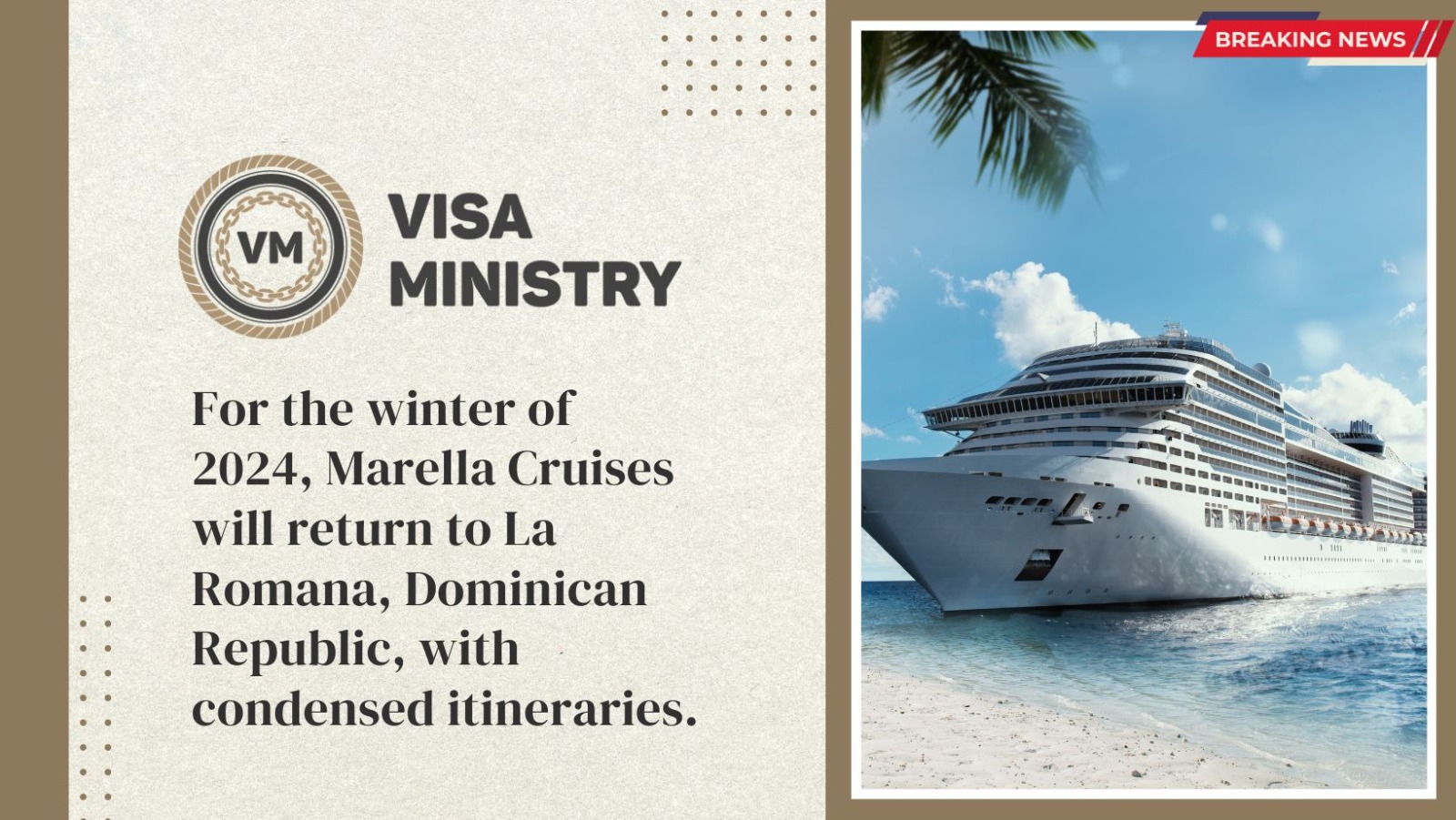 For the winter of 2024, Marella Cruises will return to La Romana