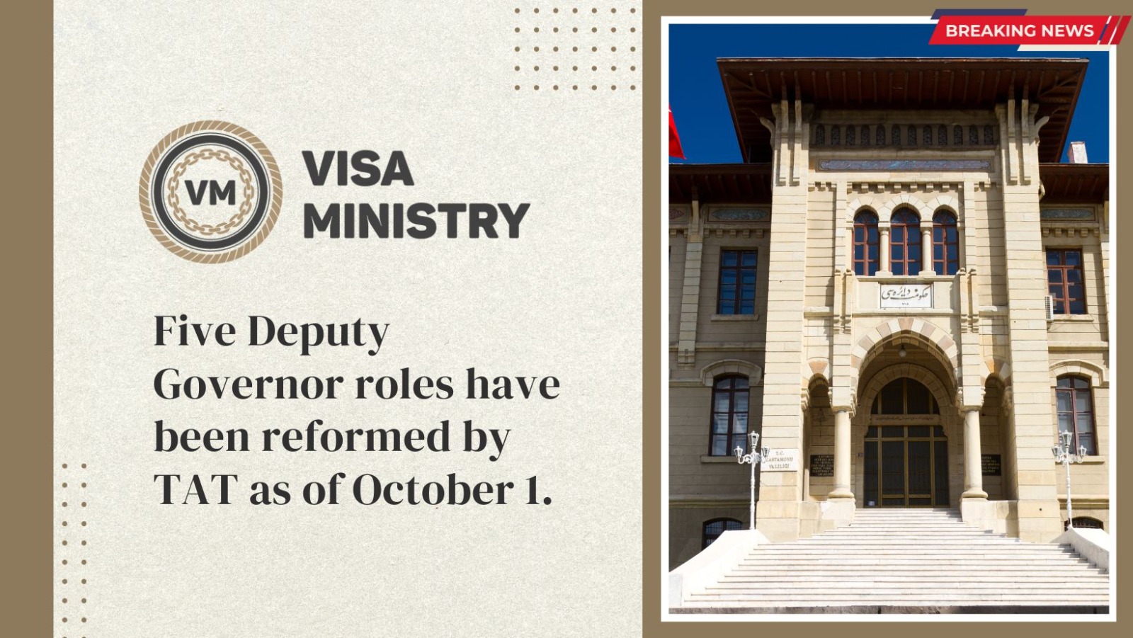 Five Deputy Governor roles have been reformed by TAT as of October 1