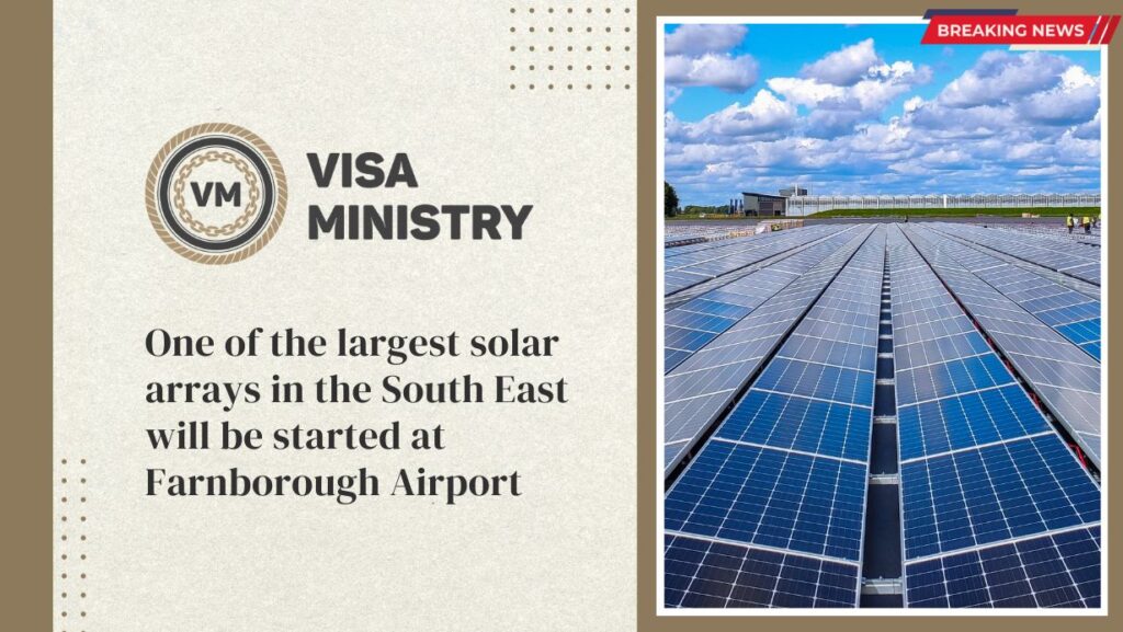 One of the largest solar arrays in the South East will be started at Farnborough Airport.